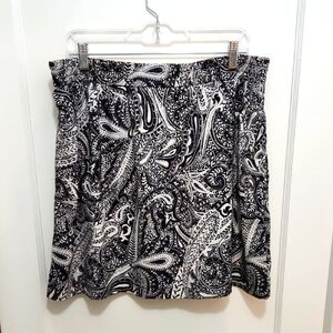 Loft Black/White Paisley Skirt Size Large